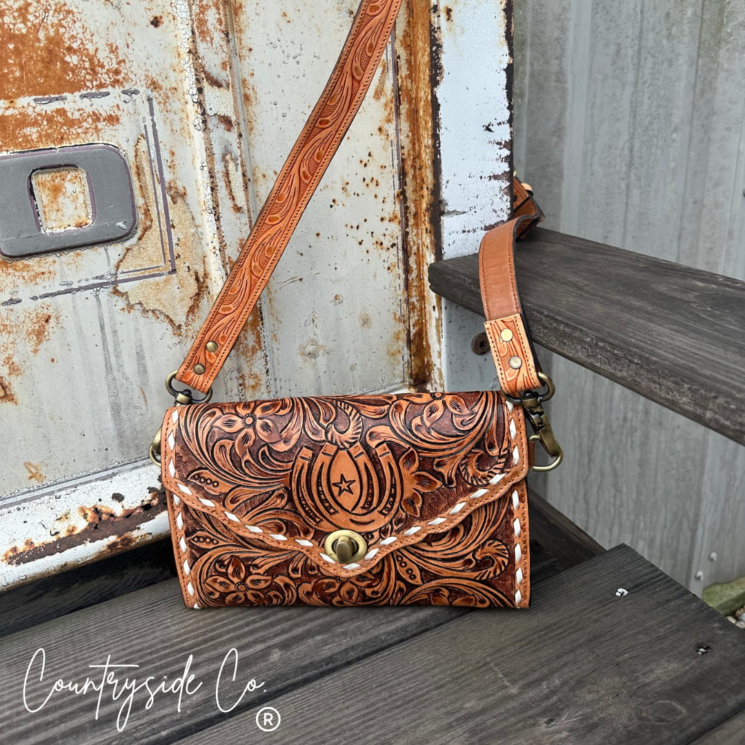 Countryside Stampede Tooled Crossbody Purse