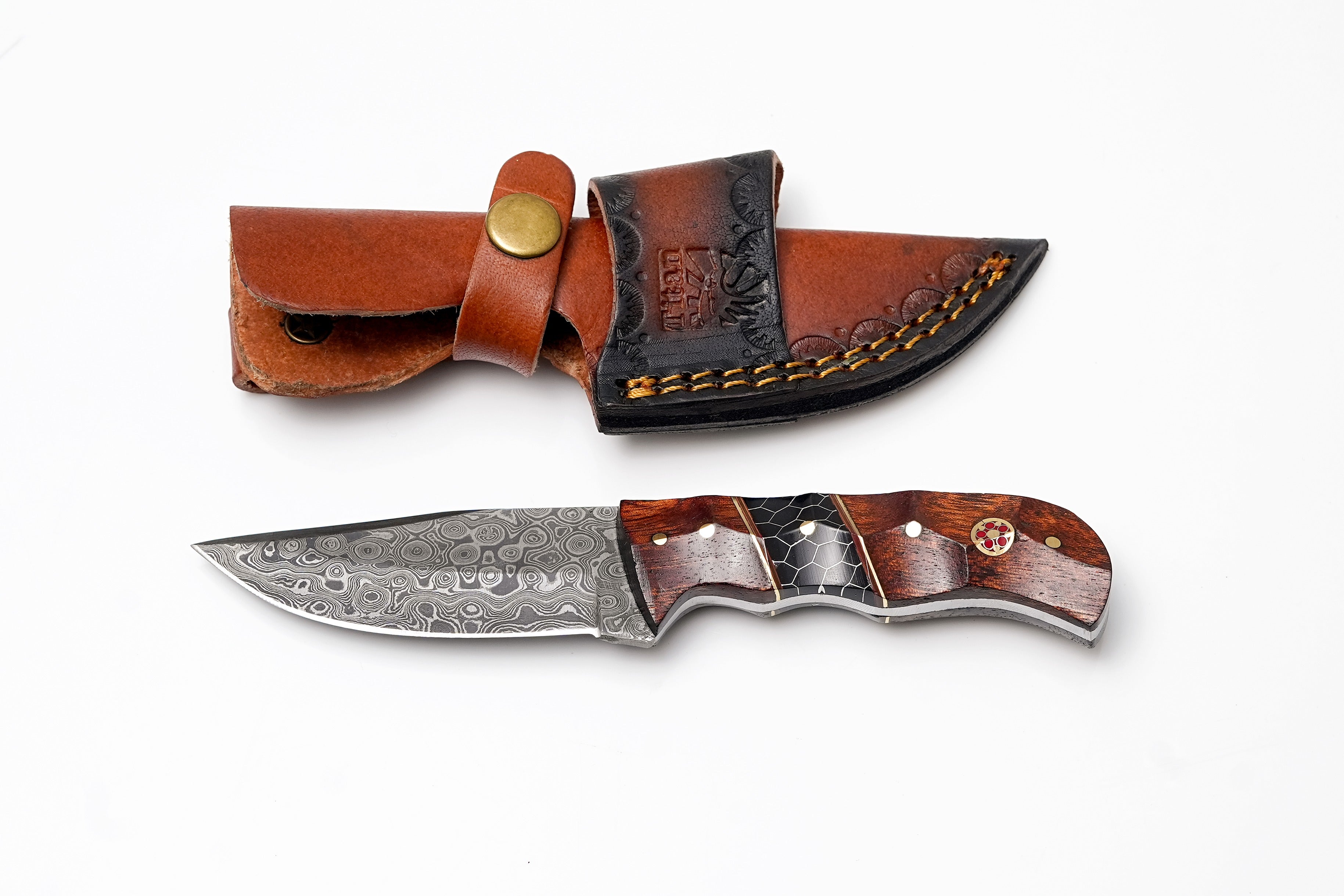 Titan Damascus Steel Drop Point Hunter Knife TK-488