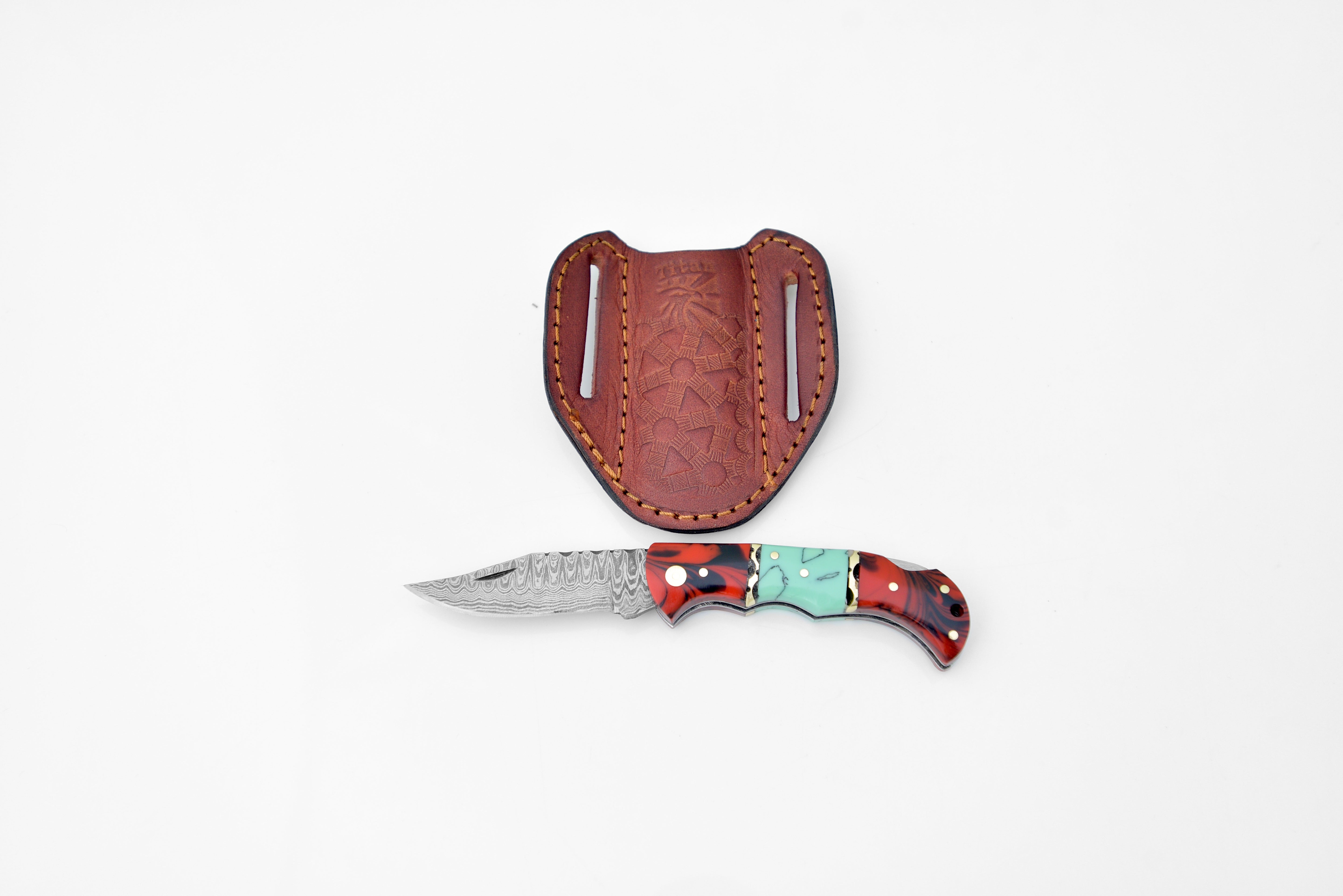 Titan Damascus Steel Pocket Knife TF-050