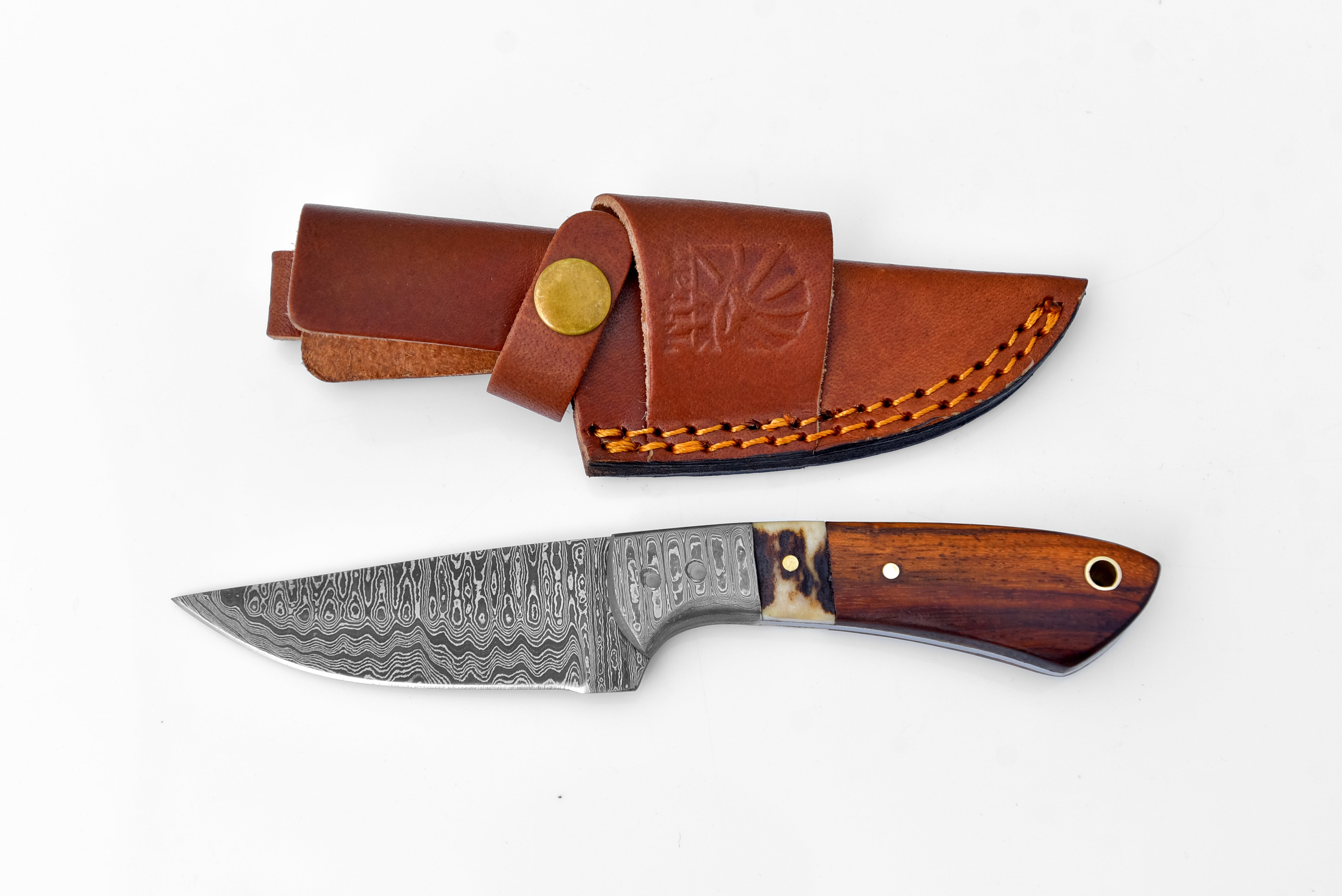 Titan Damascus Timberline Stag Horn EDC Knife TK-119