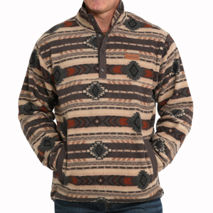 Cinch Men's Brown Striped Polar Fleece MWK1514027