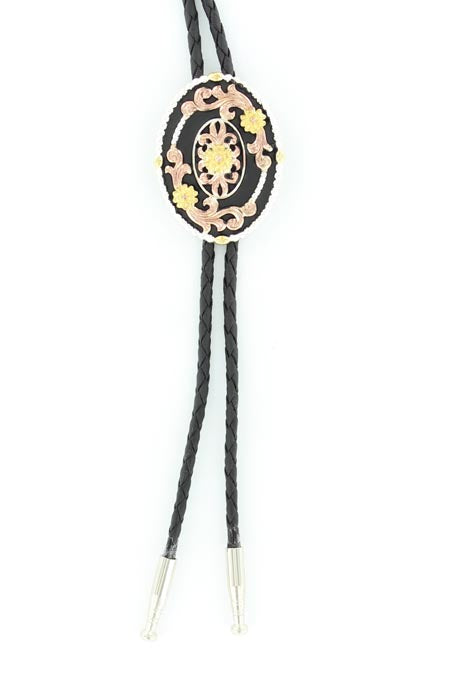 Double S Tri-Color Floral Bolo Tie 22830