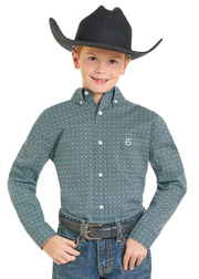 Panhandle Slim Boy's Diamond Print Button Down Shirt