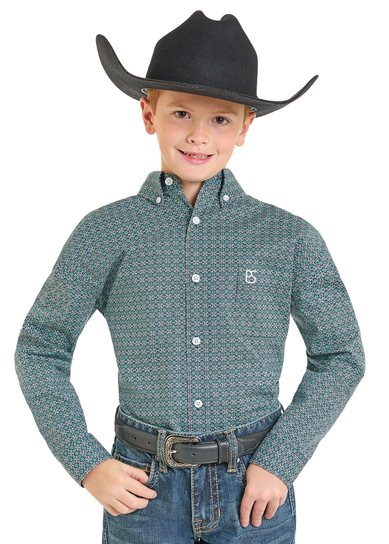 Panhandle Slim Boy's Diamond Print Button Down Shirt