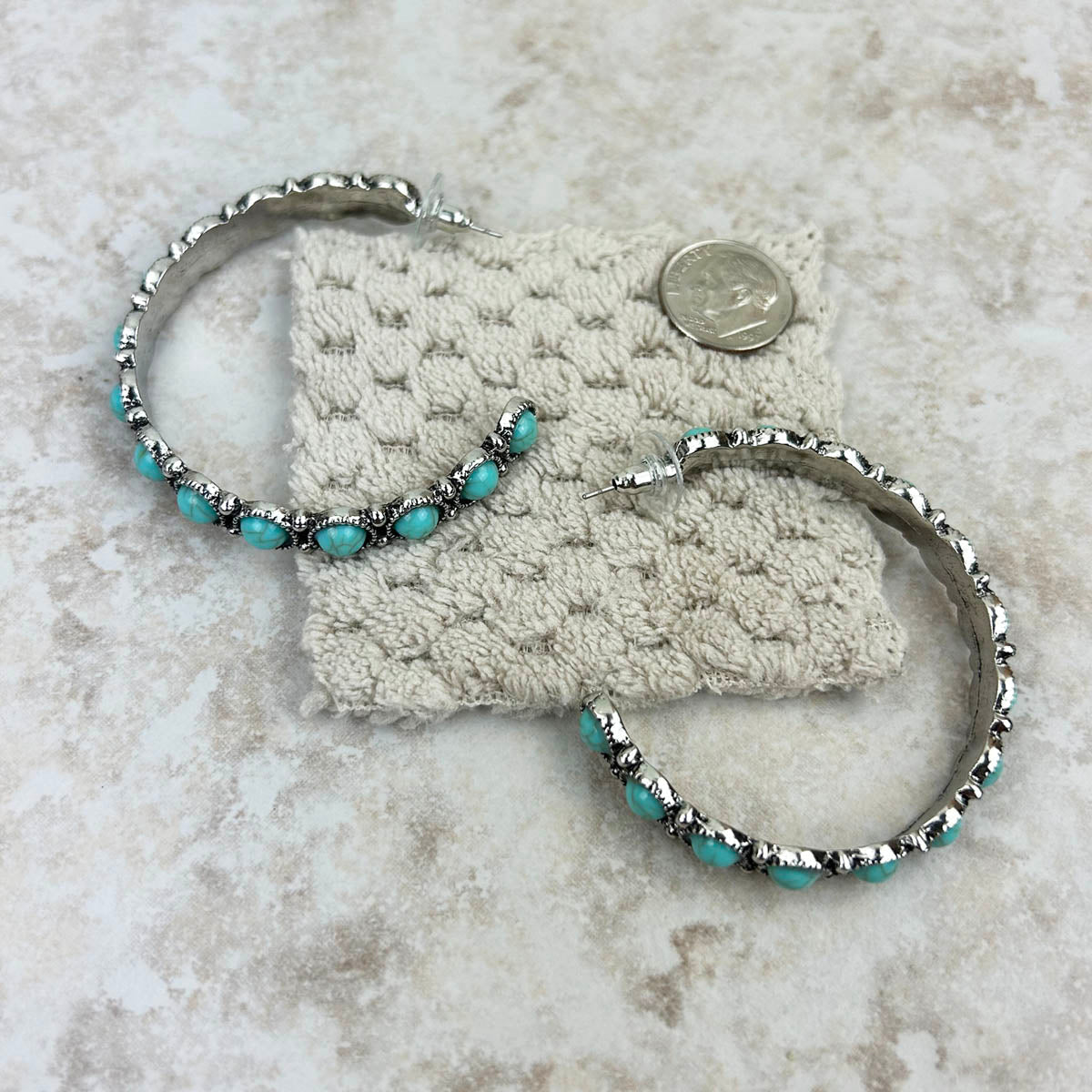 Western Elite Turquoise Concho Hoop Earrings ER191230-03