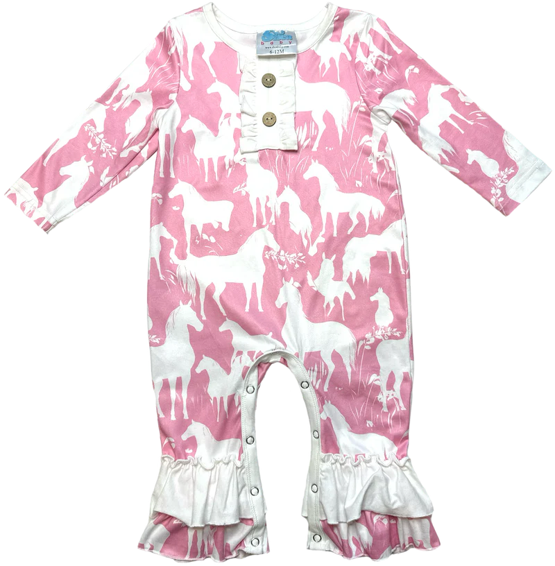 Shea Baby Infant/Toddler Girl's Grazing Horse Romper
