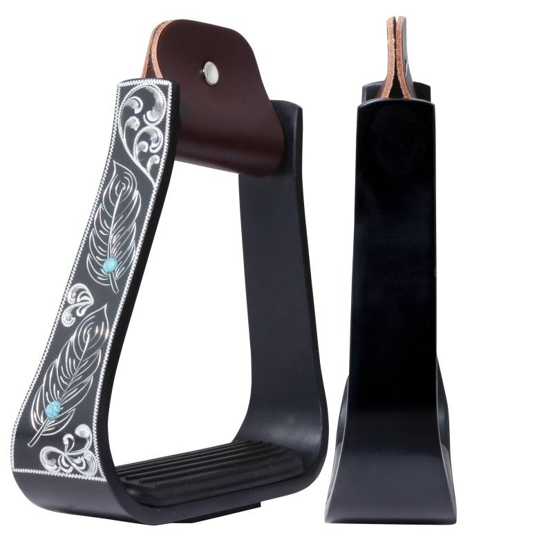 Professional's Choice Turquoise Feather Stirrups STIRRUP-FEA