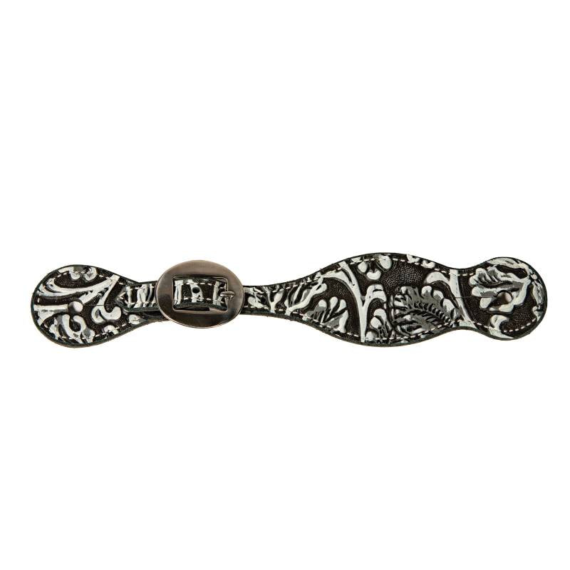 Professional's Choice Women's Black and White Paisley Spur Strap 9182BWP