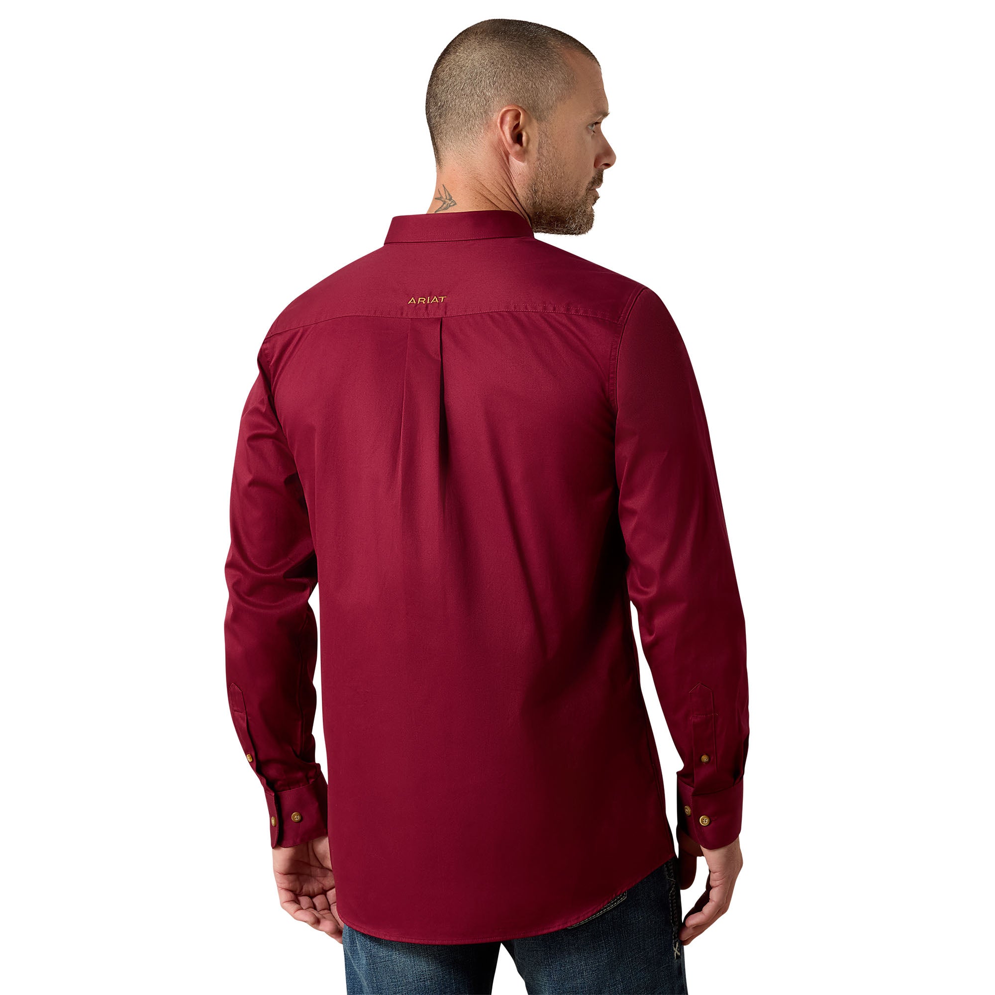 Ariat Men's Fitted Solid Burgundy Shirt