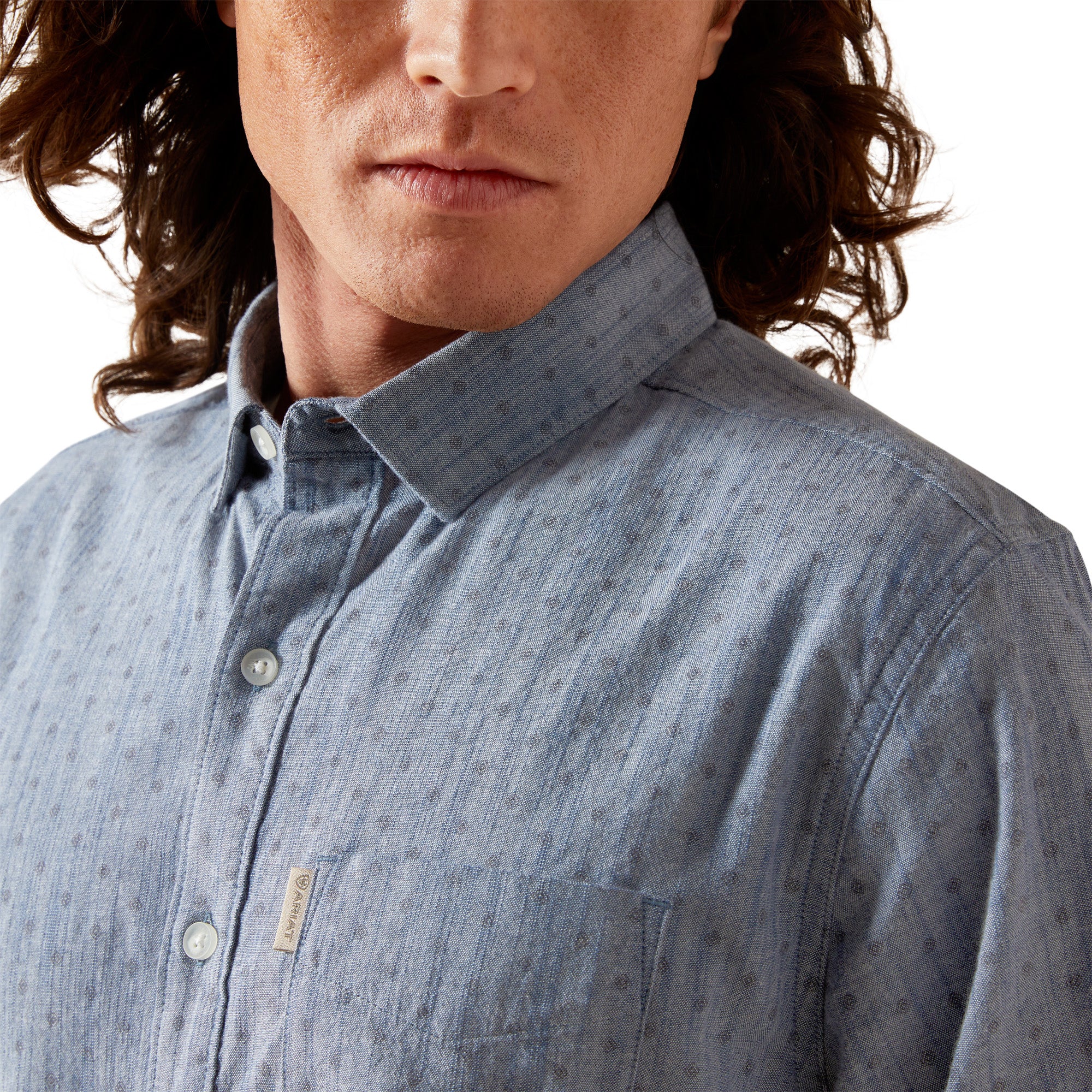 Ariat Men's Chambray Blue Macoy Modern Fit Button Down Shirt 10065763