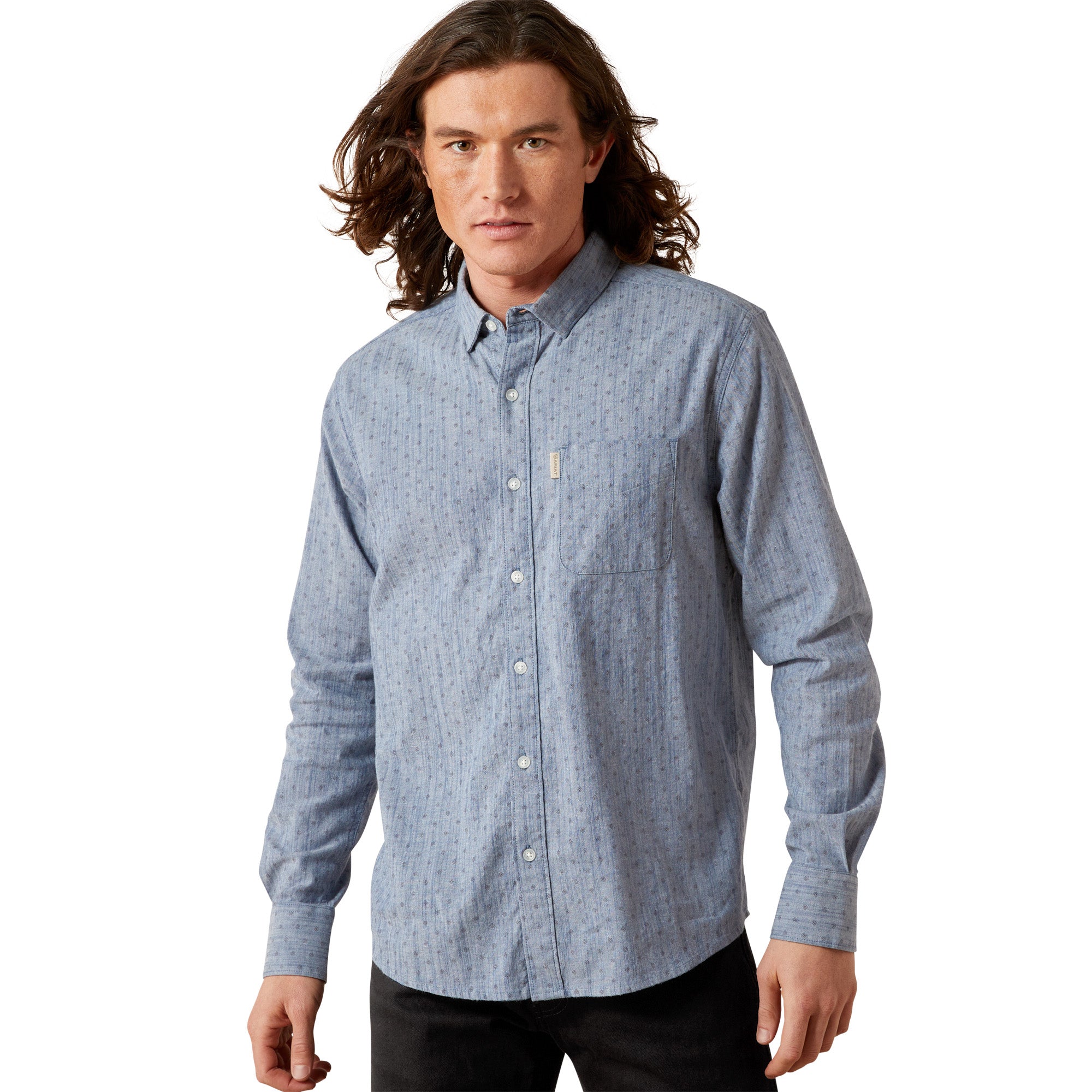 Ariat Men's Chambray Blue Macoy Modern Fit Button Down Shirt 10065763