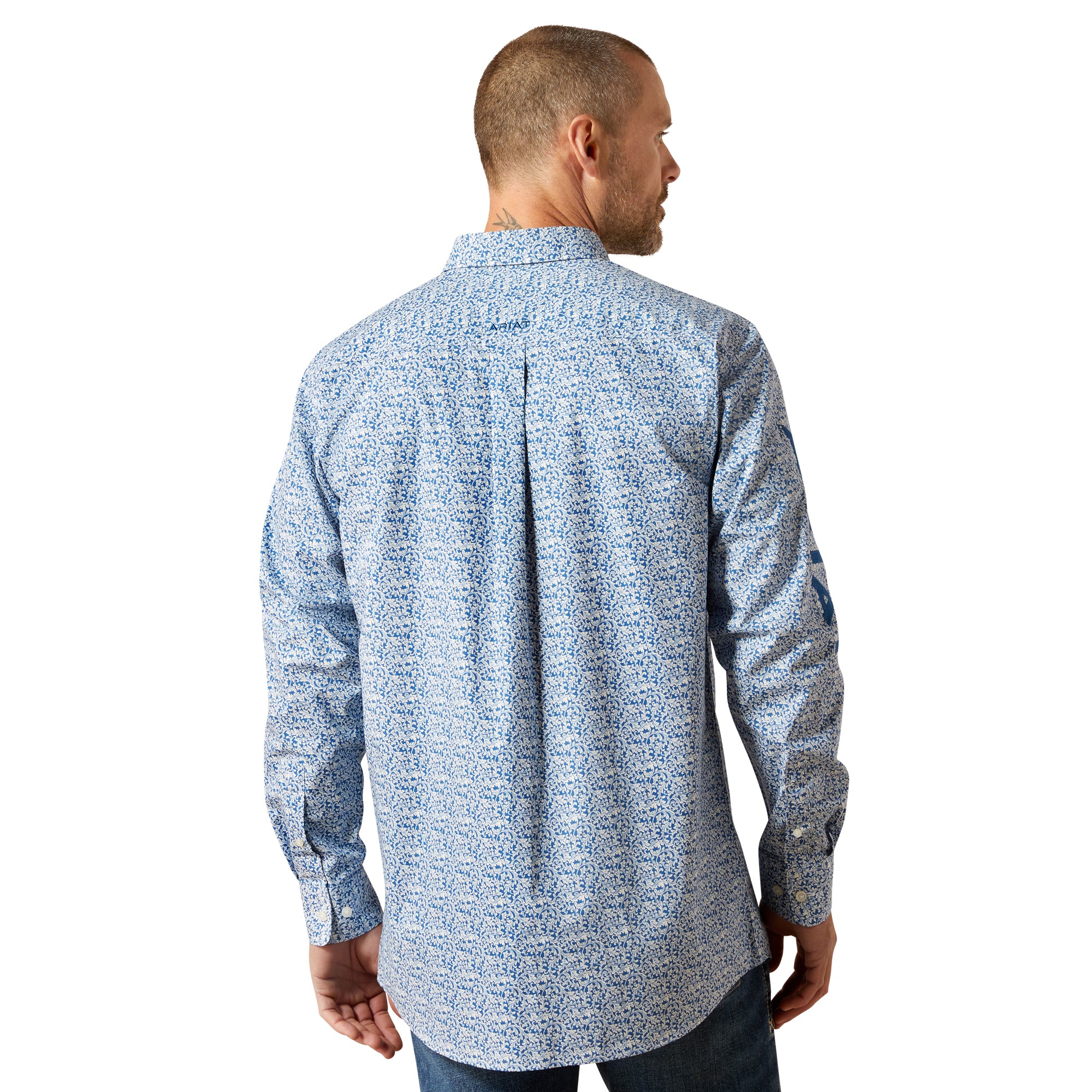 Ariat Men's Blue Team Parks Fitted Button Down Shirt 10065811