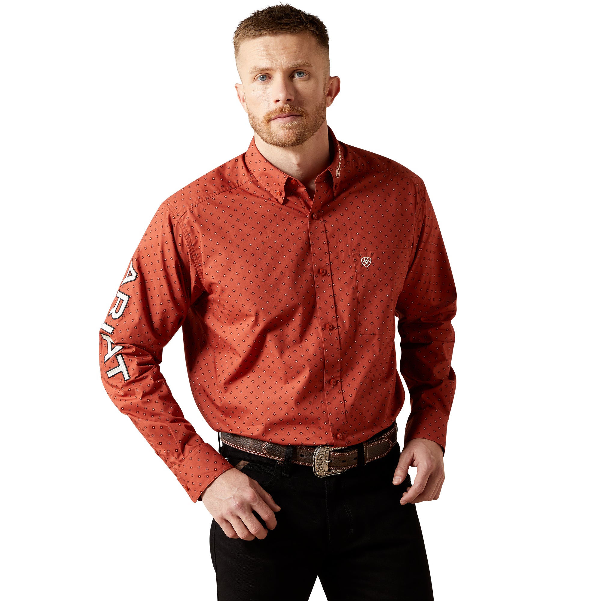 Ariat Men's Brick Red Team Porter Classic Fit Button Down Shirt 10065813