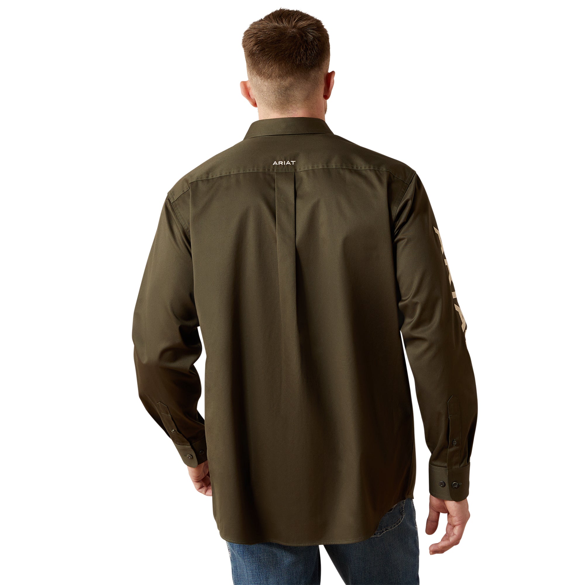Ariat Men's Olive Team Logo Twill Classic Fit Button Down Shirt 10065845