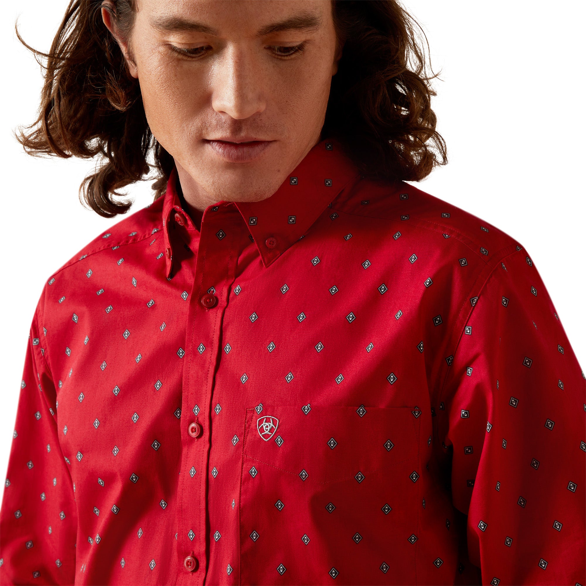 Ariat Men's Ariat Red Truett Fitted Button Down Shirt 10065847