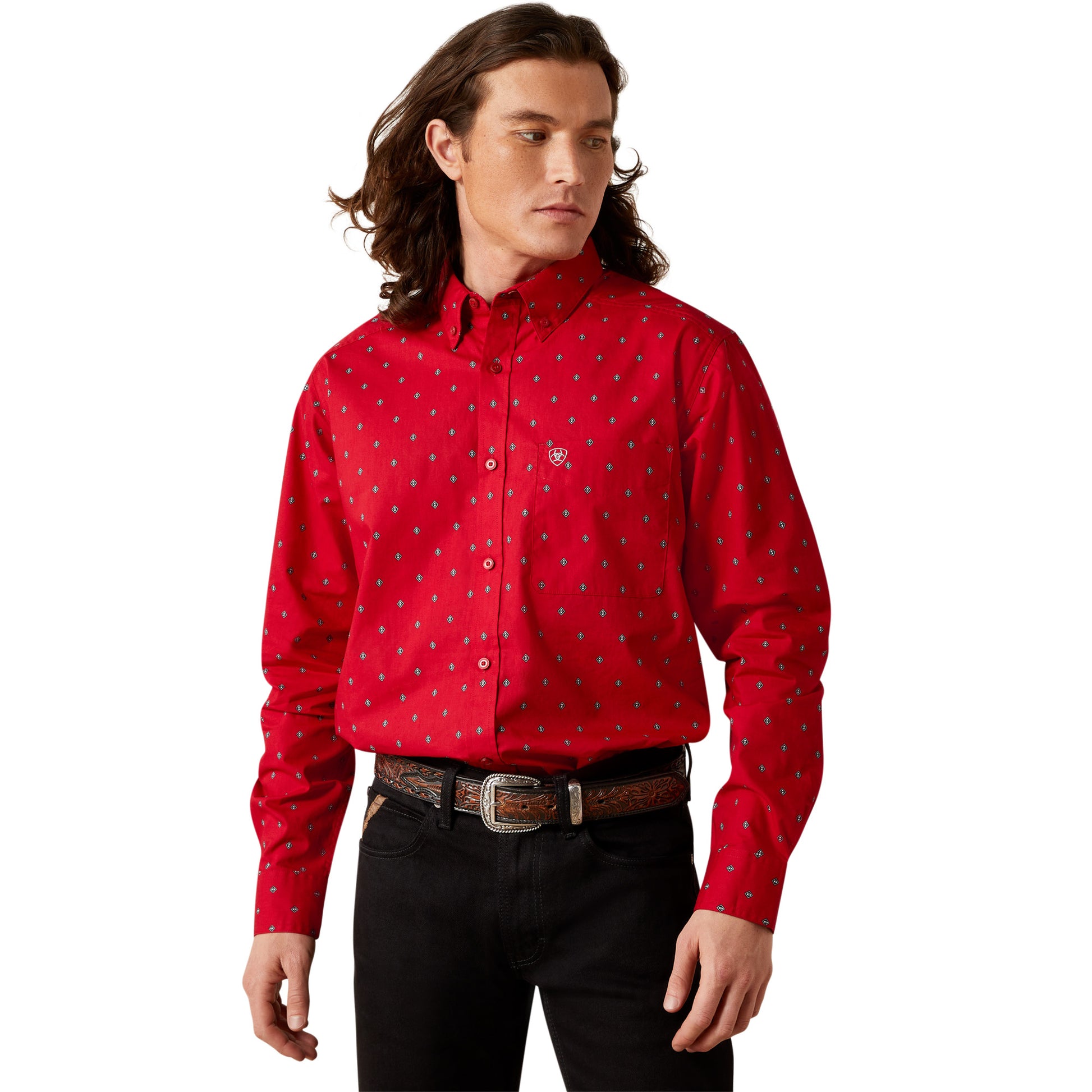 Ariat Men's Ariat Red Truett Fitted Button Down Shirt 10065847 Ariat Men's Ariat Red Truett Fitted Button Down Shirt 10065847