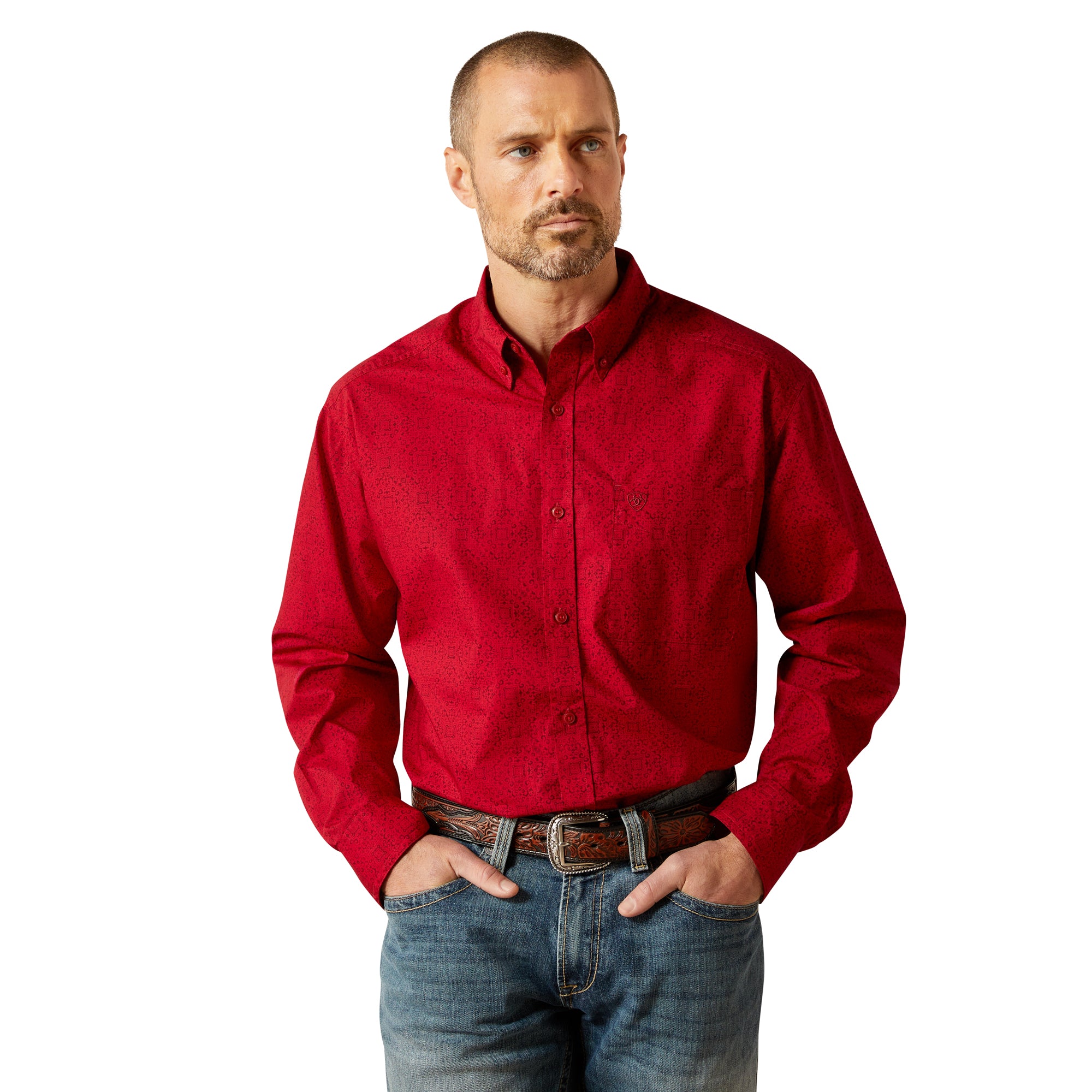Ariat Men's Red Tyson Classic Fit Button Down Shirt 10065853