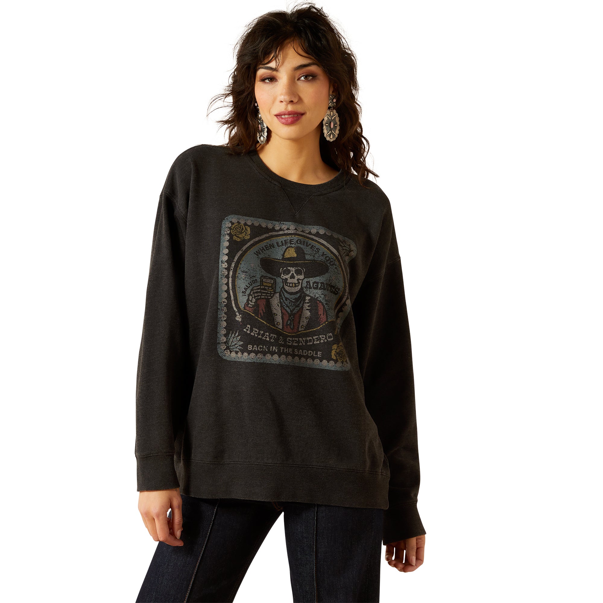 Ariat Women's Black Oversize Sendero When Life Gives You Agaves Sweatshirt 10062829