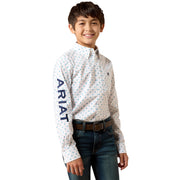 Ariat Boy's White Geo Print Team Emory Classic Fit Button Down Shirt 10079414