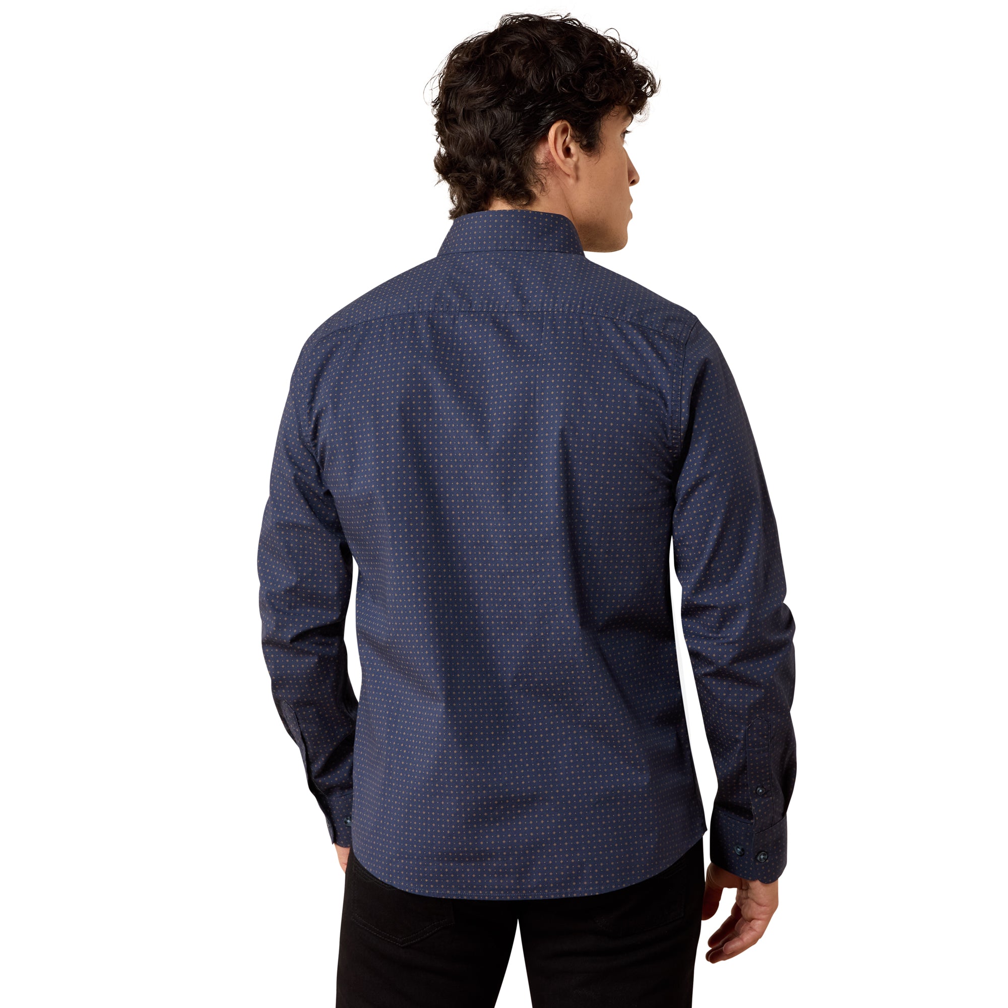 Ariat Men's Navy Mini Geo Maxx Modern Slim Fit Button Down Shirt 10079251