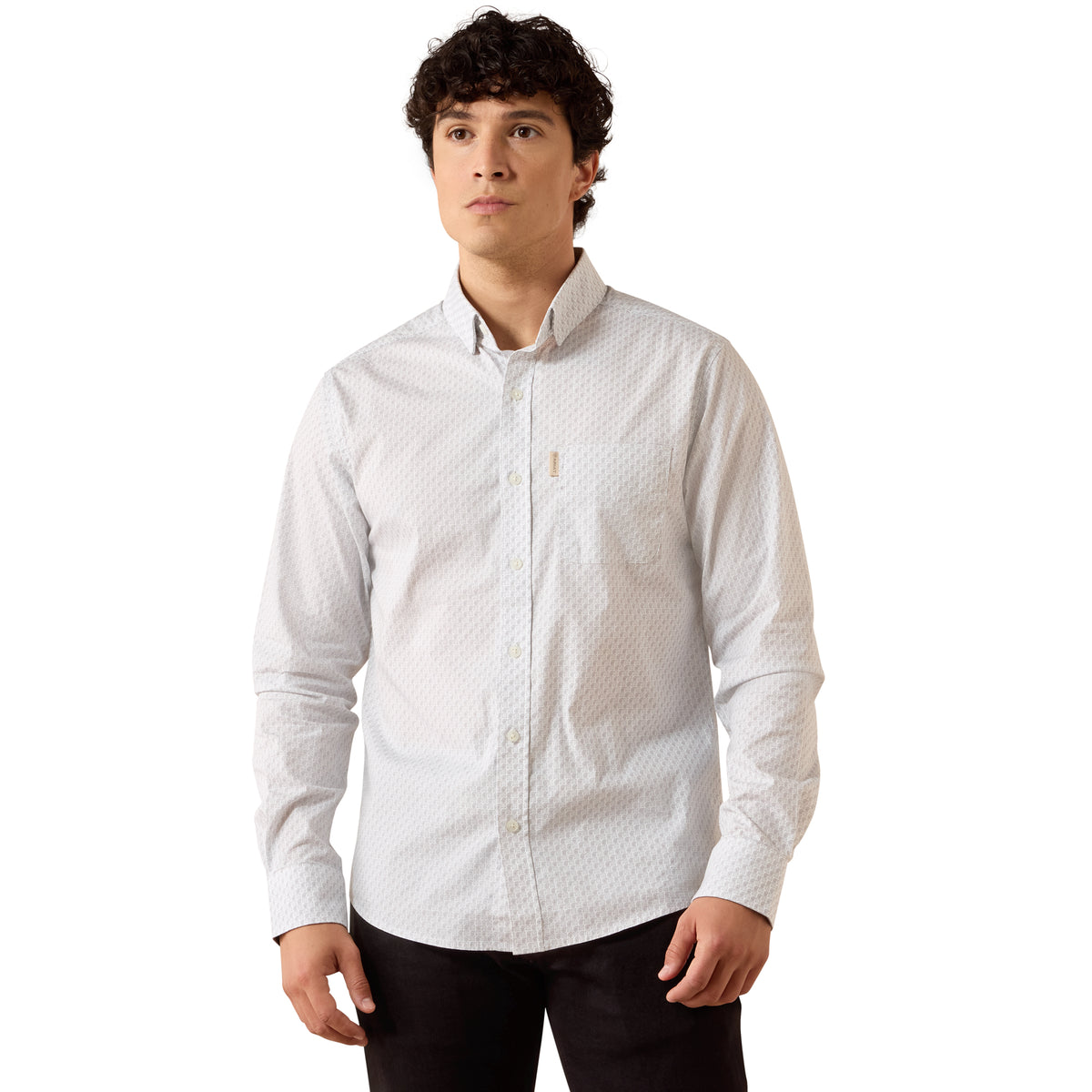 Ariat Men's Motif Grey Heather Mackenzie Modern Slim Fit Button Down Shirt 10079271