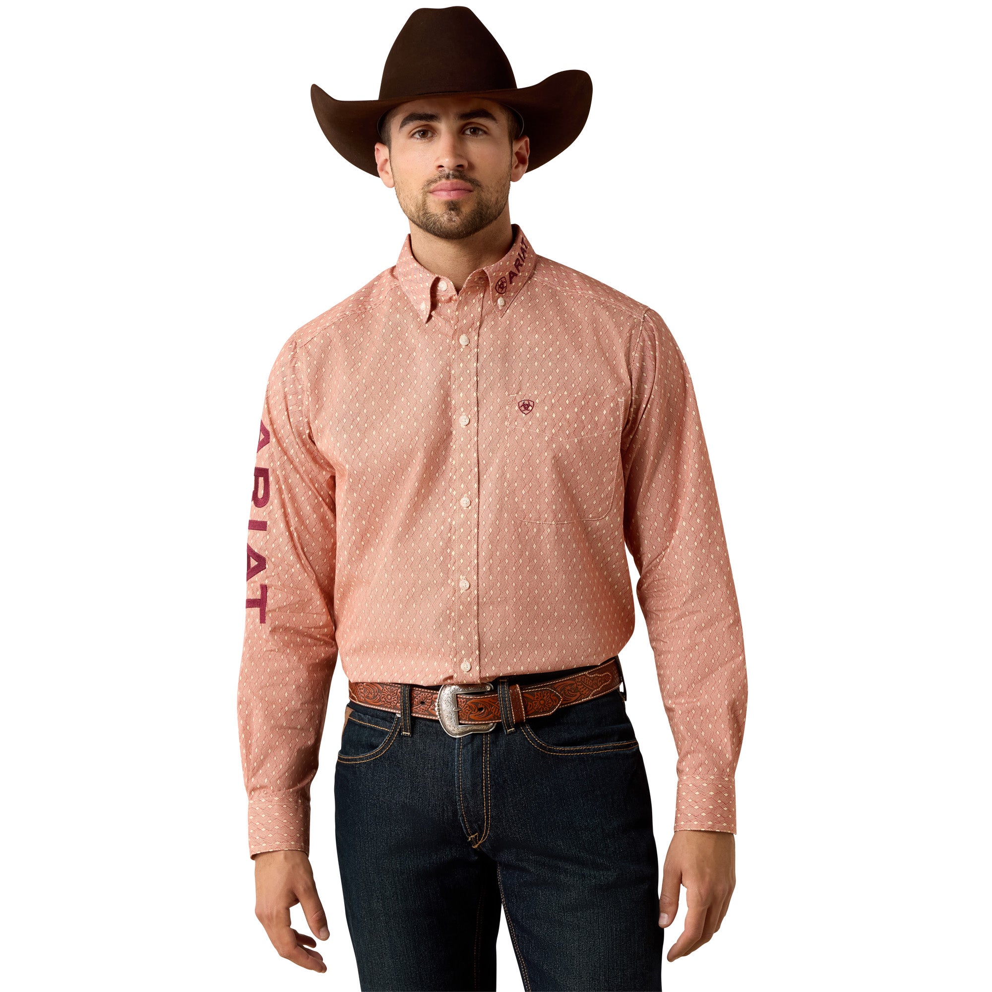 Ariat Men's Ketchup Multi Geo Print Team Dixon Classic Fit Button Down Shirt 10079372