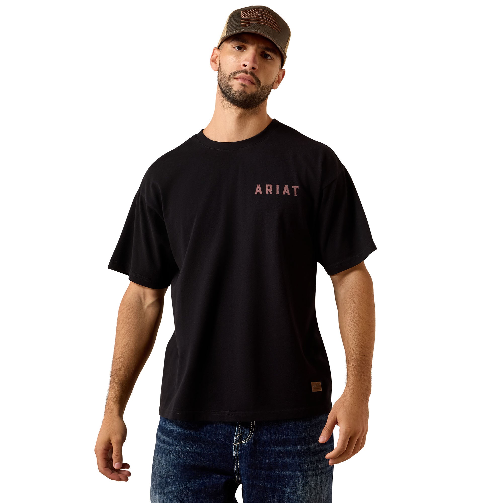 Ariat Men's Washed Black Bison Legend Flag ToughStock T-Shirt 10079380