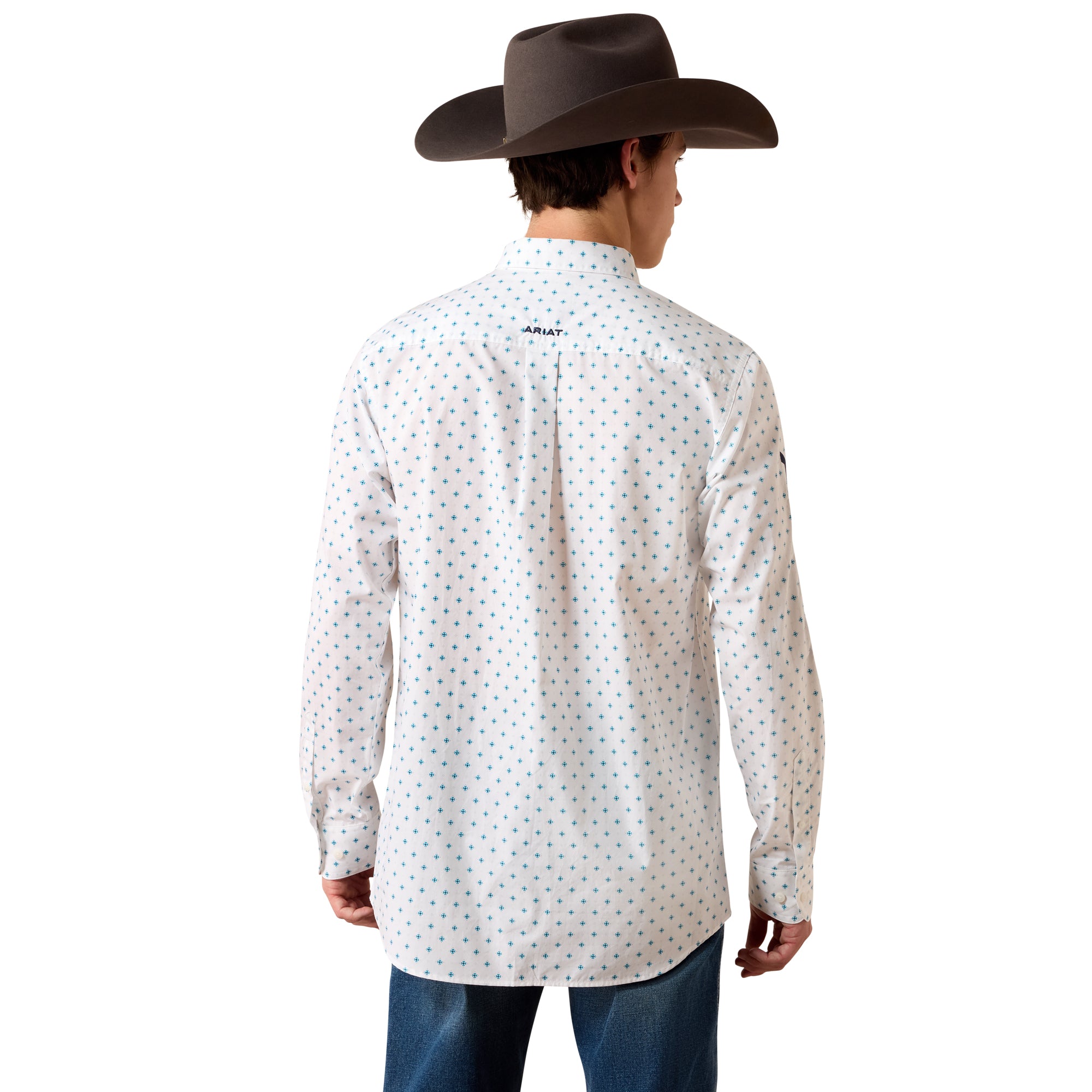 Ariat Men's White Geo Print Team Emory Fitted Button Down Shirt 10079415