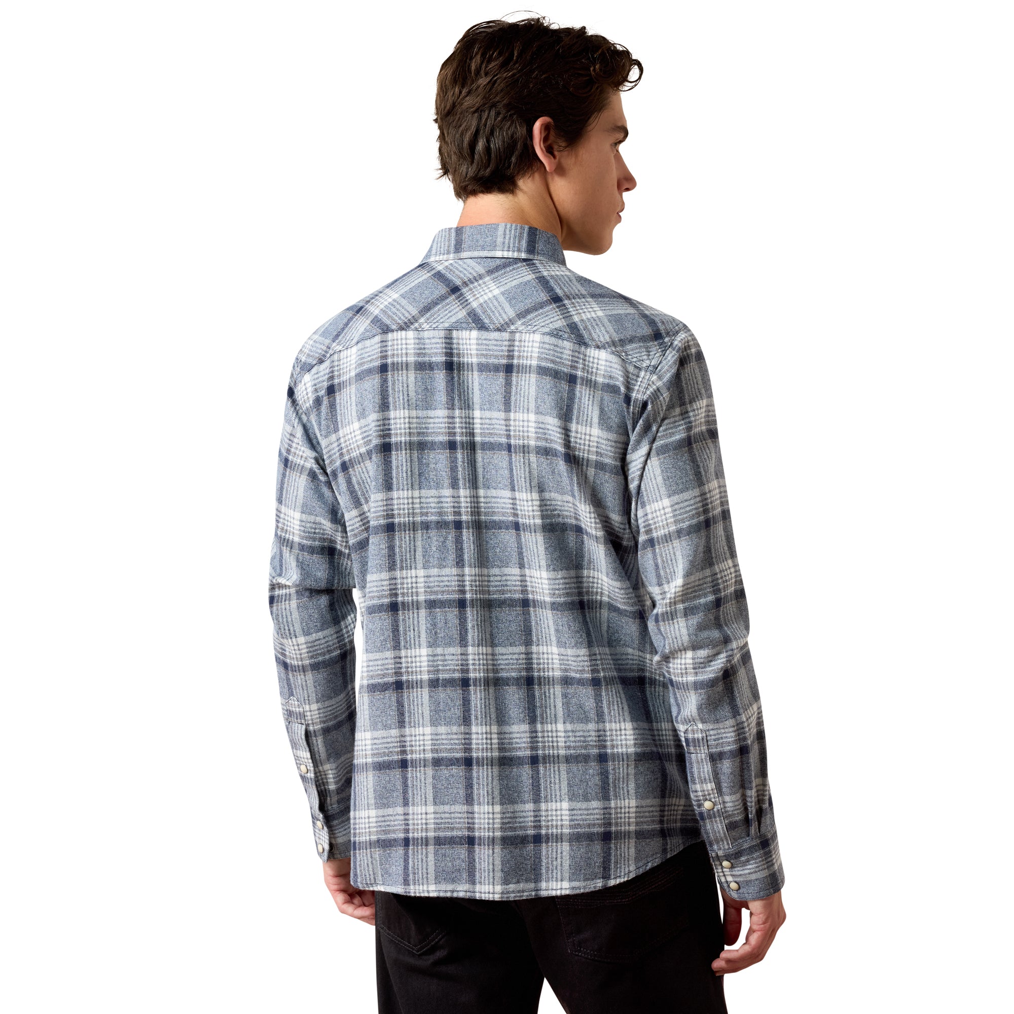 Ariat Men's Sargasso Sea Plaid Retro Harish Fitted Snap Front Shirt 10079438