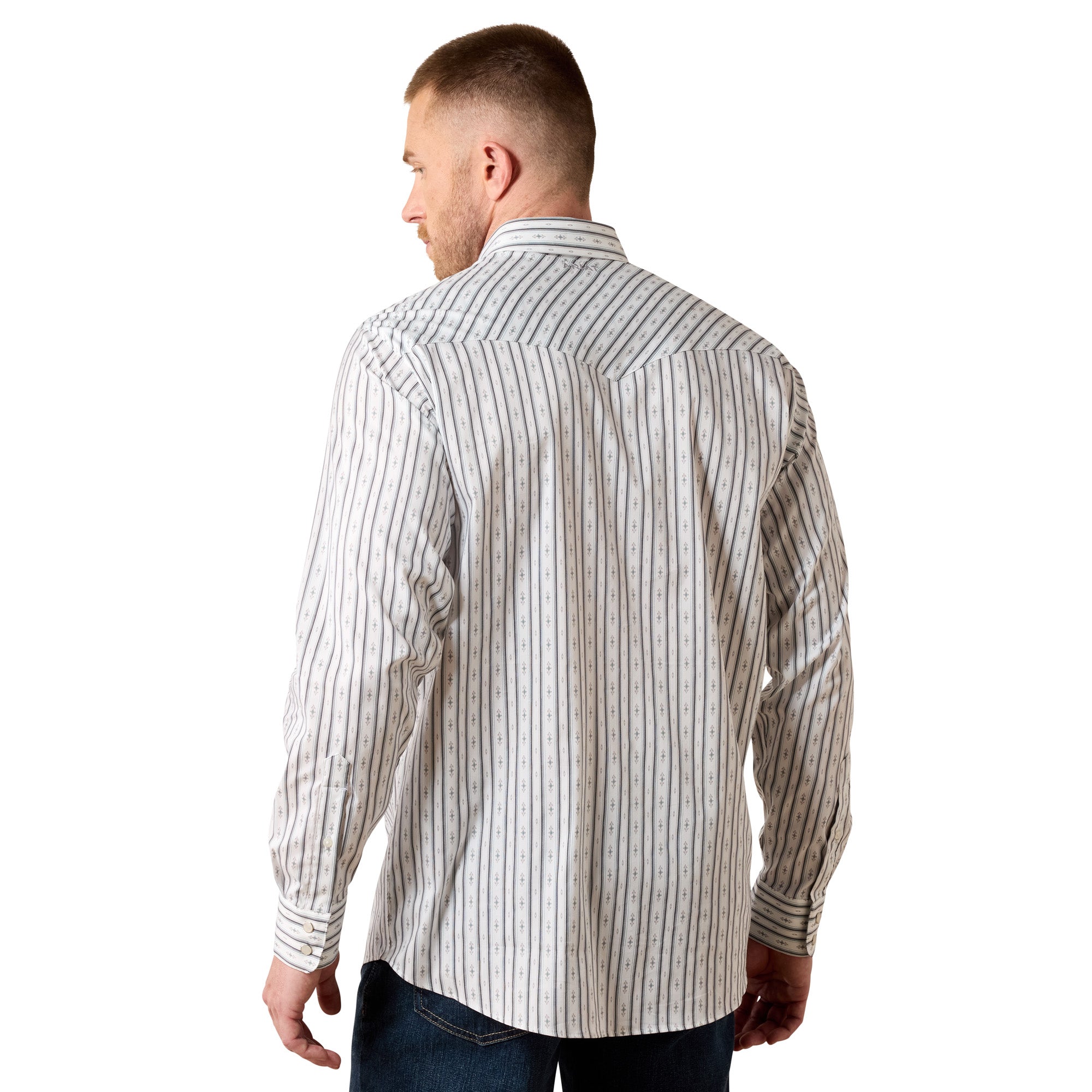 Ariat Men's White Geo Stripe Everything Classic Fit Snap Front Shirt 10079769