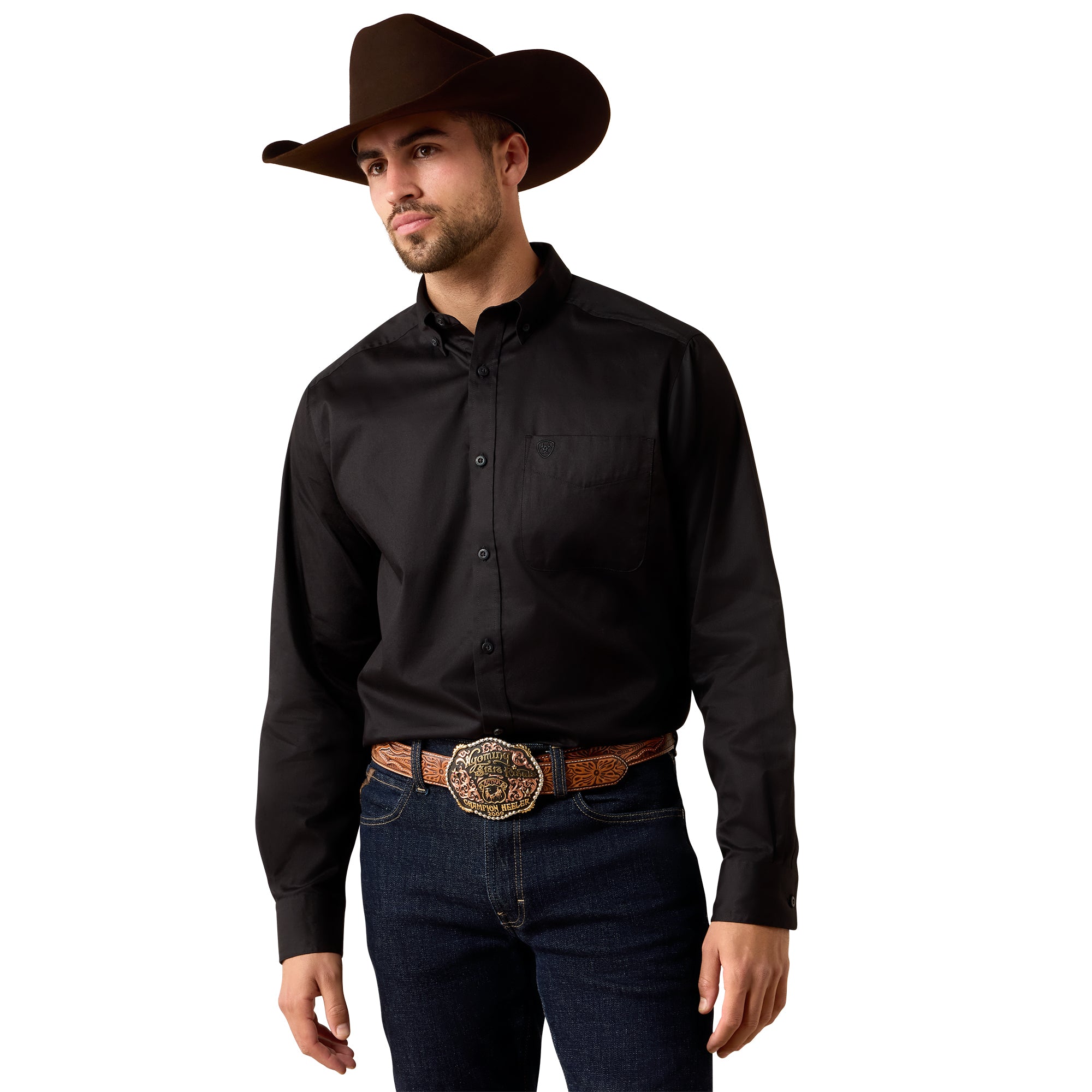 Ariat Men's Black Standard Twill Classic Fit Button Down Shirt 10080901