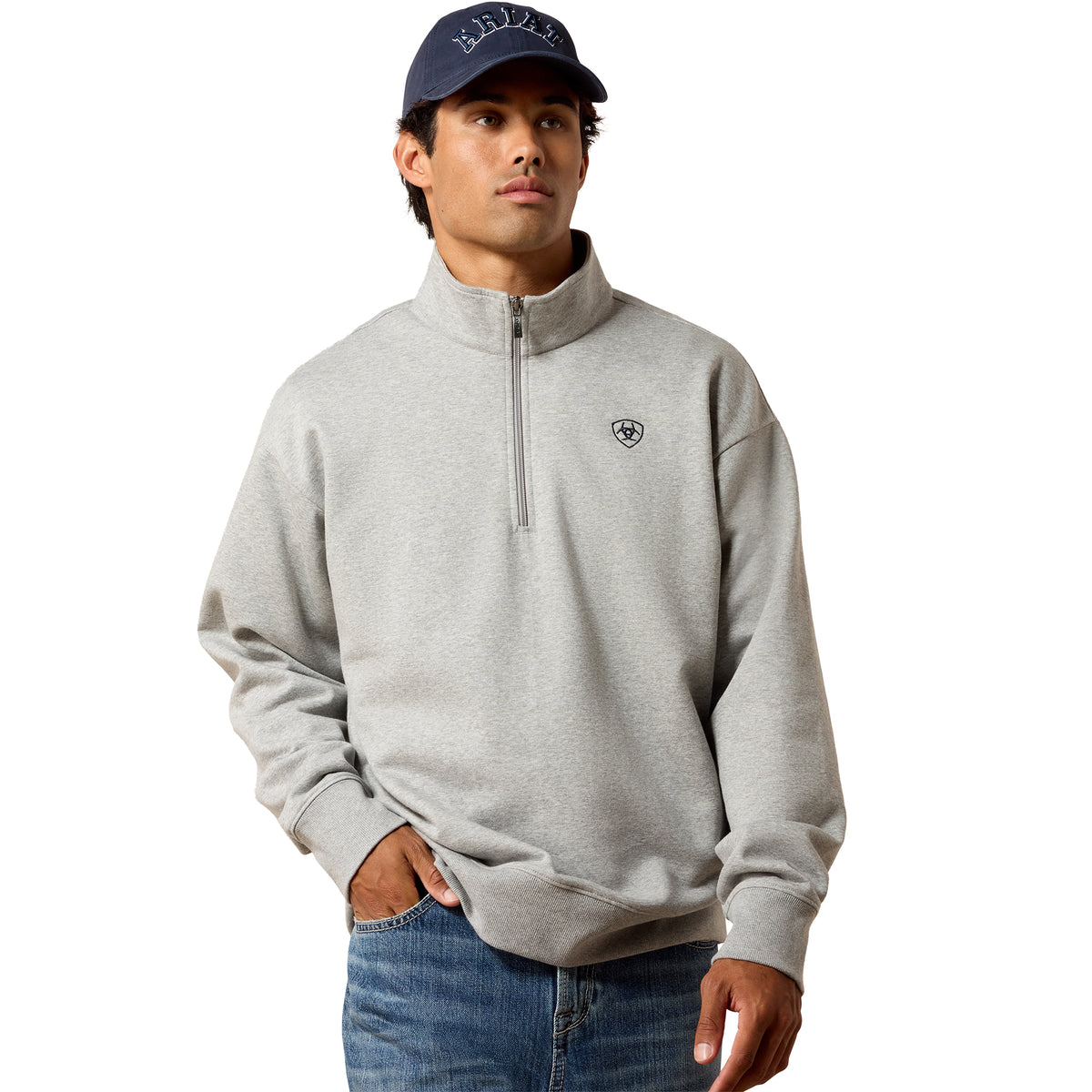 Ariat Men's Heather Grey 1/4 Zip Sweatshirt 10085377