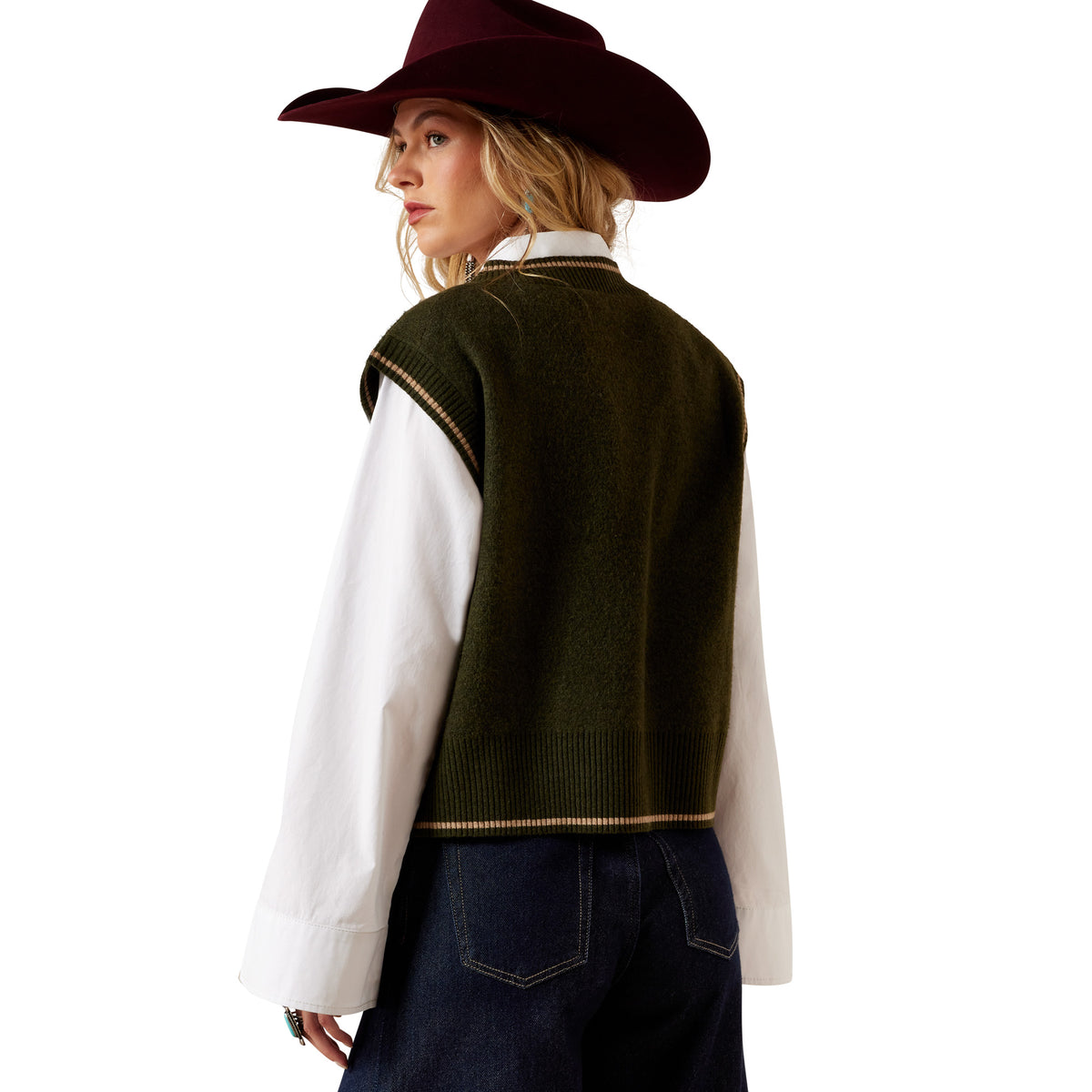 Ariat Women's Ivy Green Wichita Sweater Vest 10079324