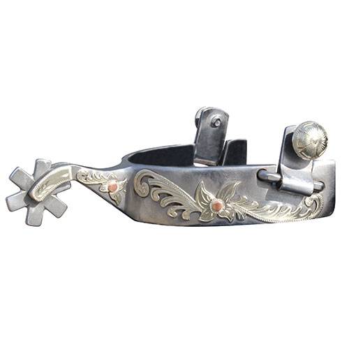 Professional's Choice Silver Floral 6pt Rowel Spur PCSP-501
