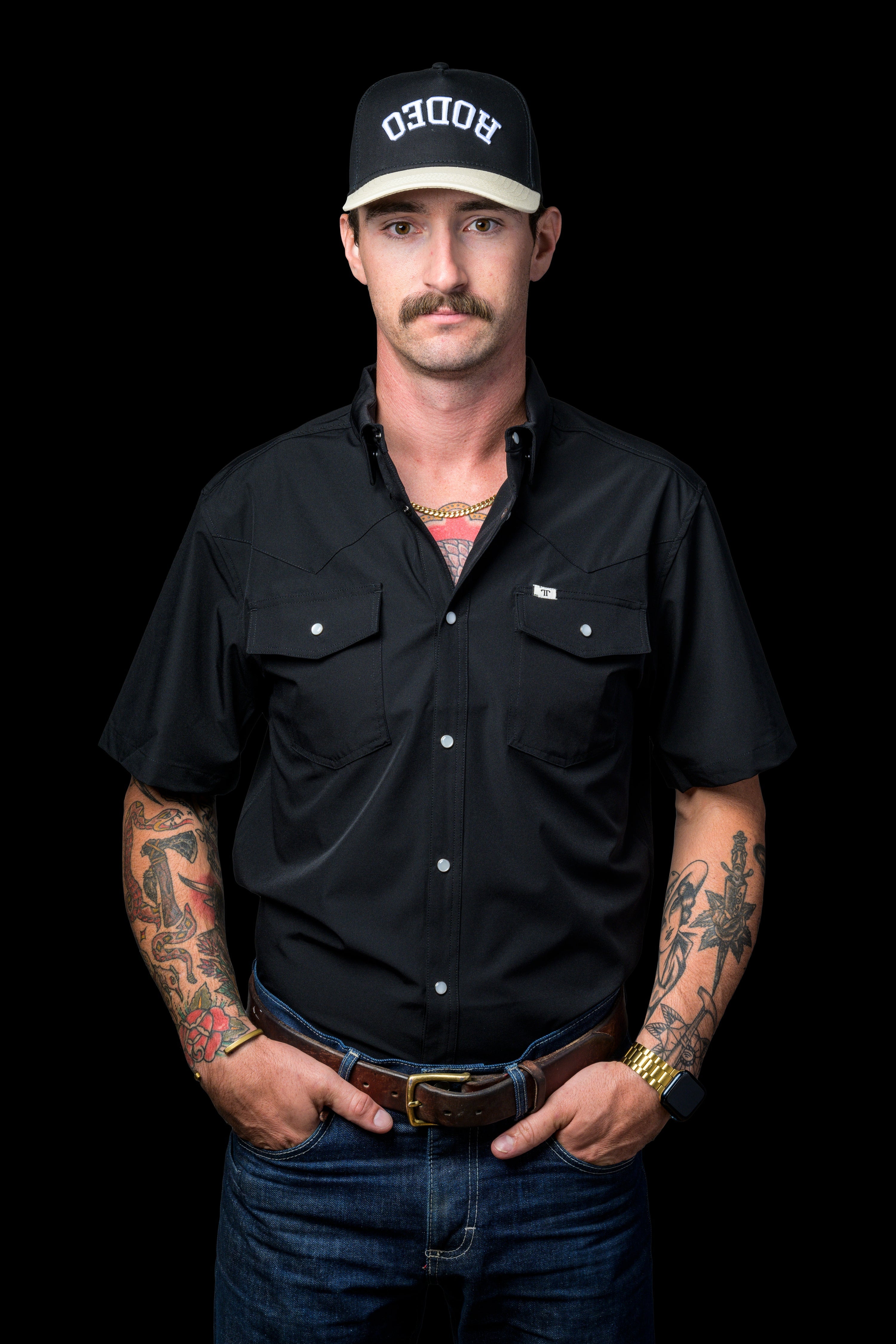 Ferrell Men's Core Black Short Sleeve Snap Shirt FSS1002335