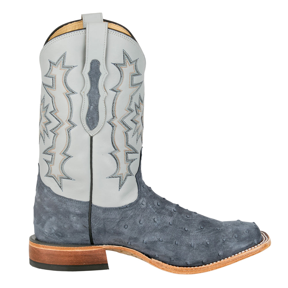 Tony Lama Men's Carlos Blue Suede Full Quill Ostrich Boot HE6265