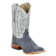 Tony Lama Men's Carlos Blue Suede Full Quill Ostrich Boot HE6265