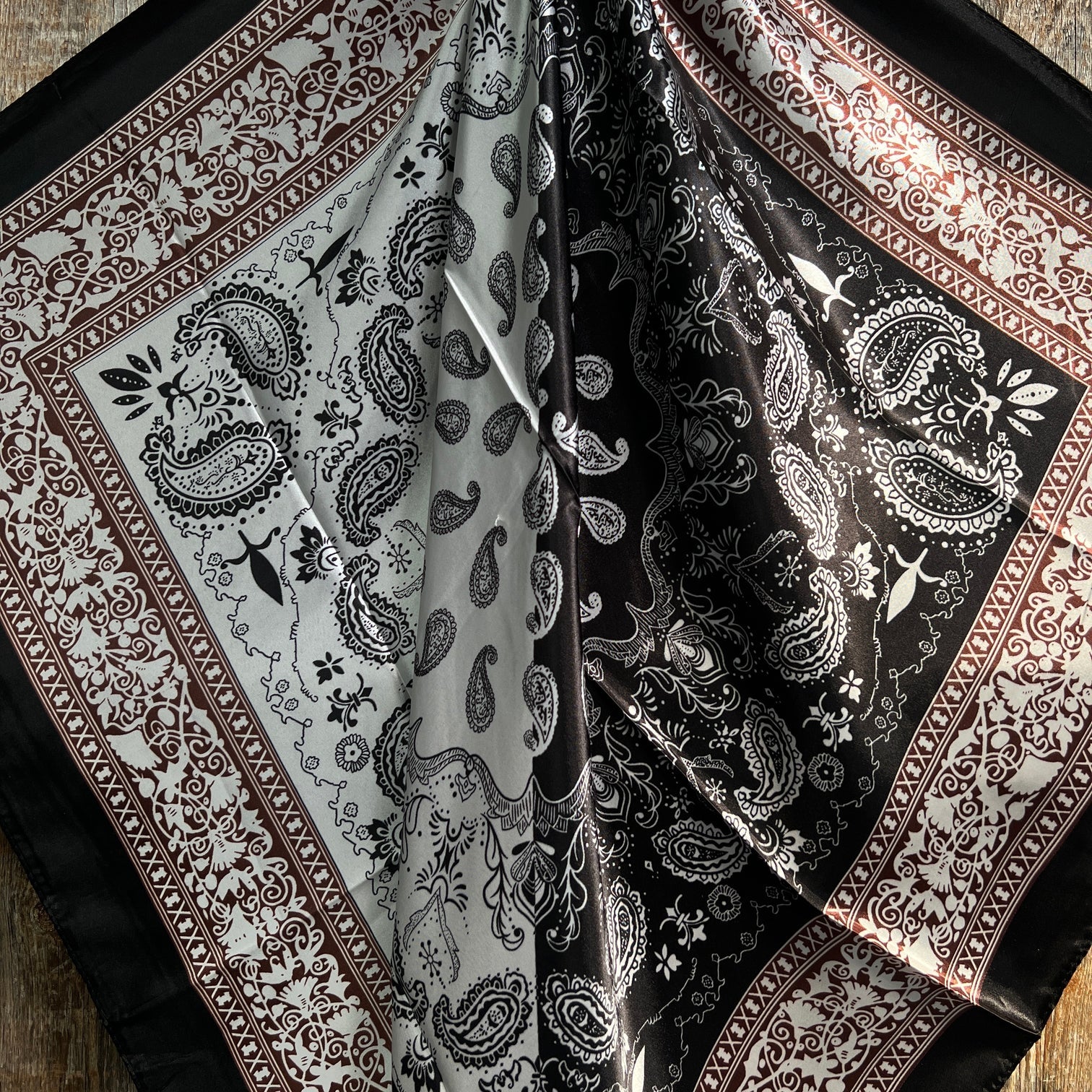 Rodeo Drive 2 Toned Black Paisley Wild Rag WR2559