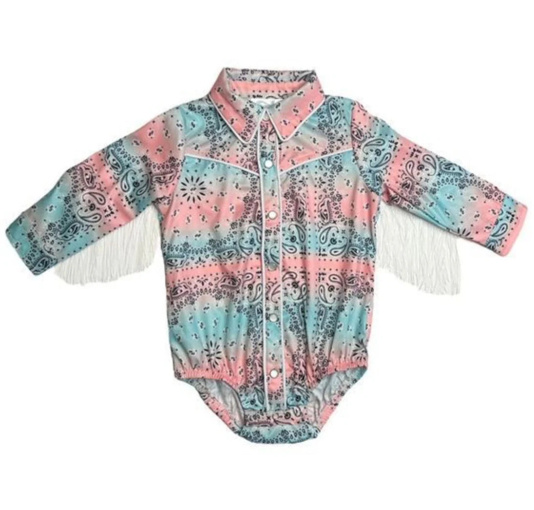 Shea Baby Infant Girl's Paisley Fringe Onesie
