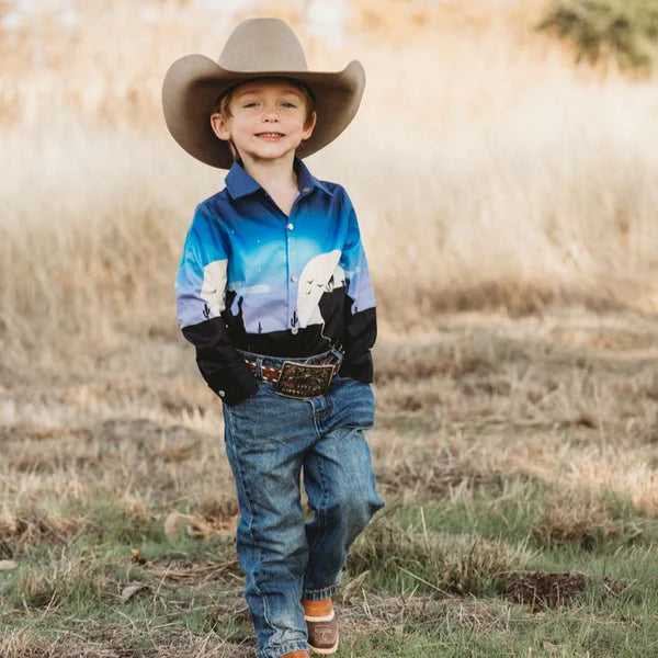 Shea Baby Boy's Blue Retro Cowboy Snap Front Shirt RTSNAP01