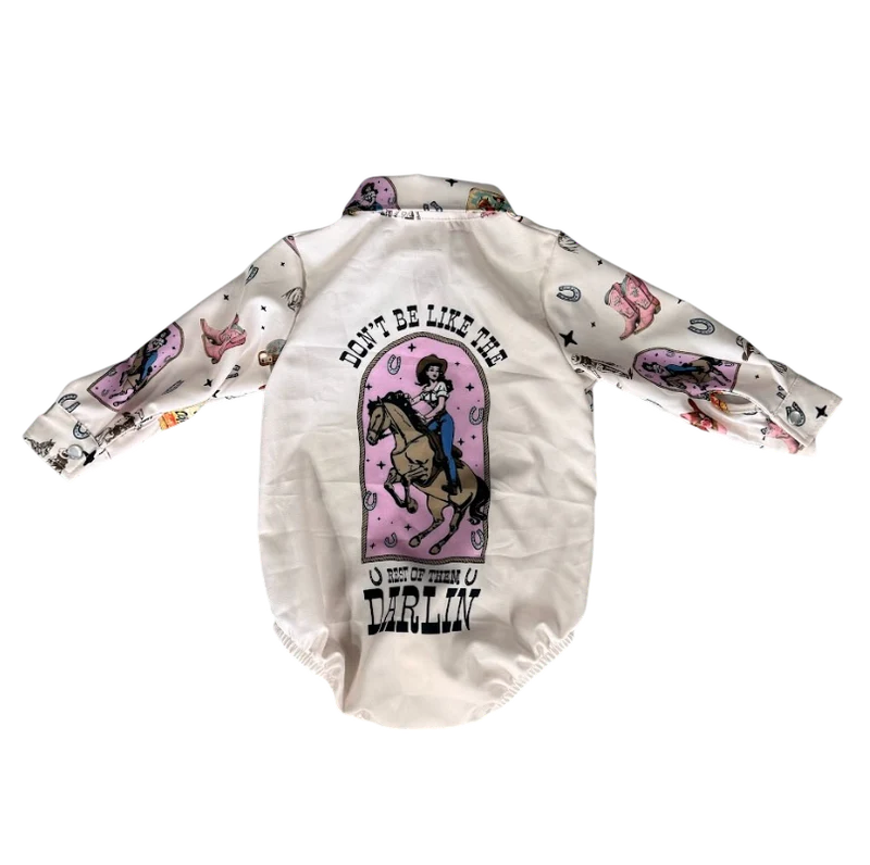 Shea Baby Girl's Pink Vintage Cowgirl Snap Front Shirt GWEST27