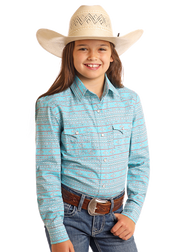 Panhandle Slim Girl's Southwestern Stripe Snap Front Shirt