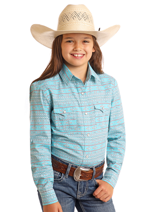 Panhandle Slim Girl's Southwestern Stripe Snap Front Shirt
