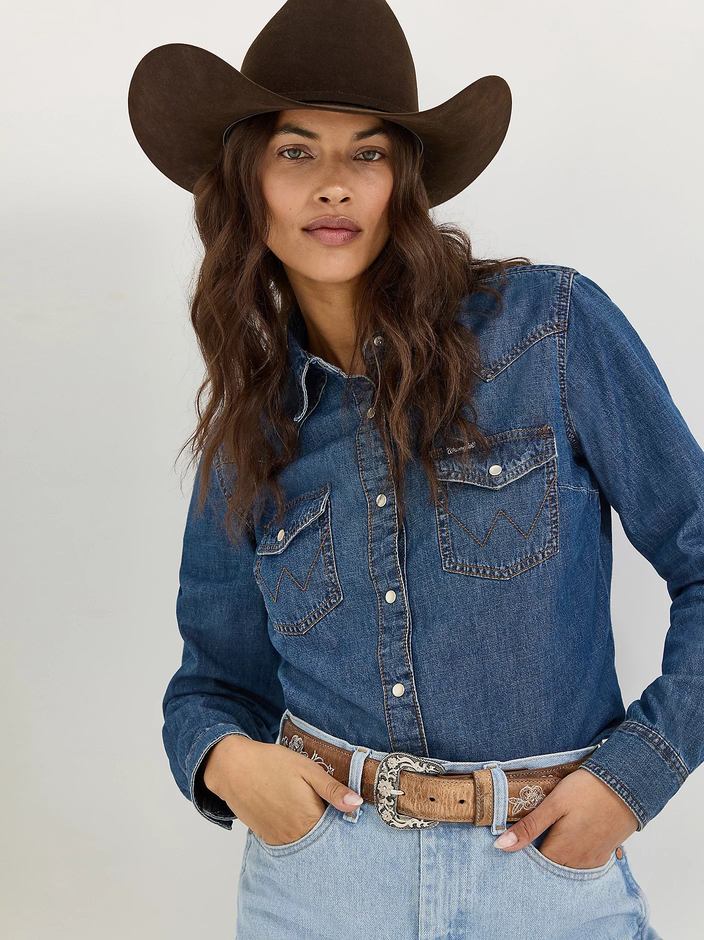 Wrangler Women's Denim Snap Front Shirt
