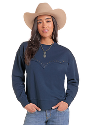 Rock & Roll Cowgirl Women's Blue Shirt LW91T10266