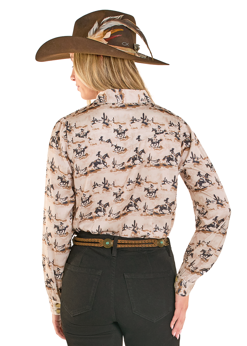 Panhandle Slim Women's Tan Western Print Snap Shirt LWN2S07910
