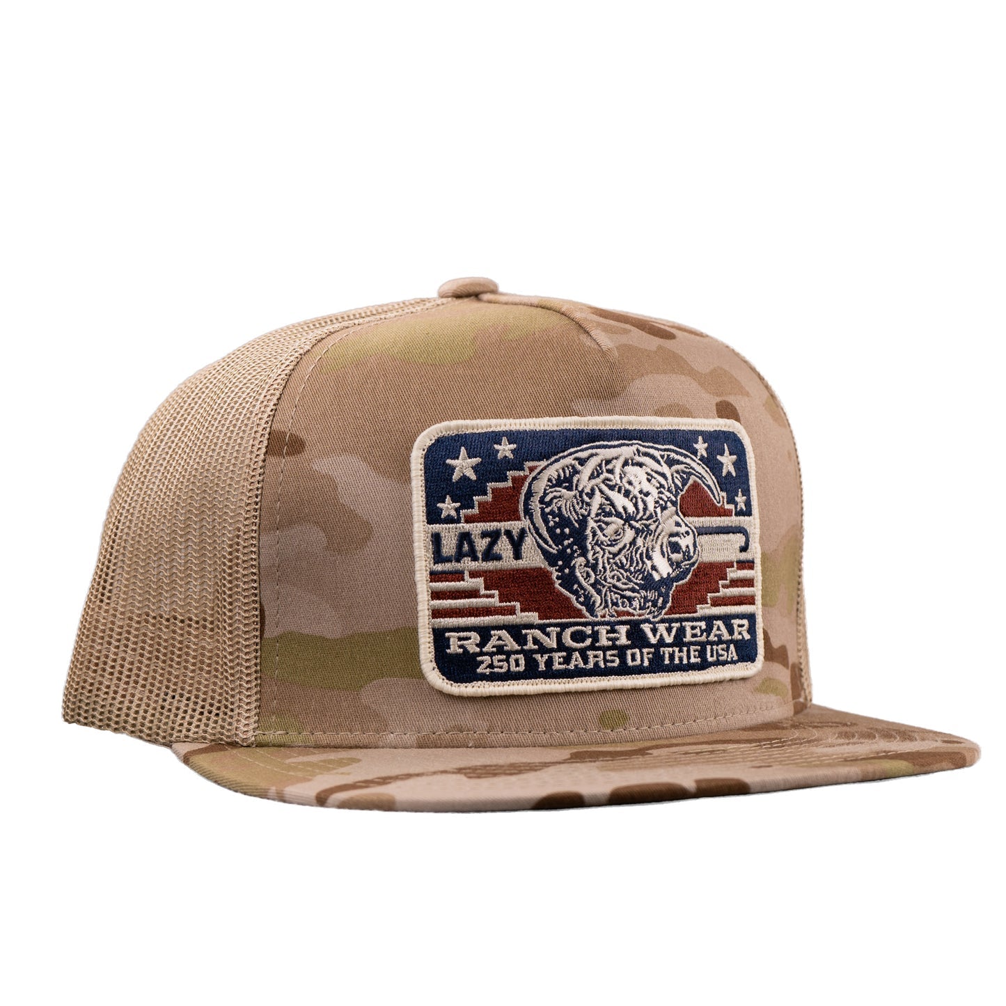 Lazy J Camo & Tan Freedom Trucker Cap CAMOTAN4-FREE