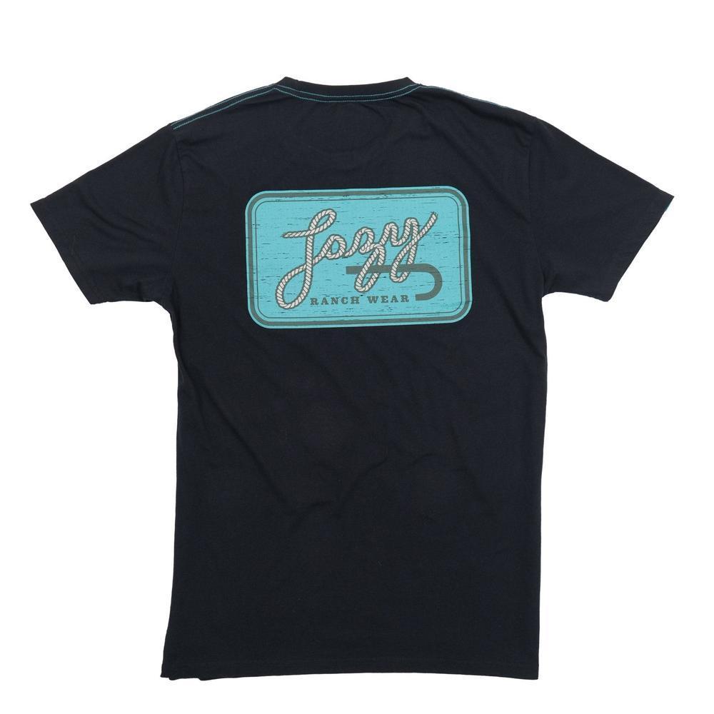 Lazy J Men's Turquoise Breakaway Black Tee LJSS-2504