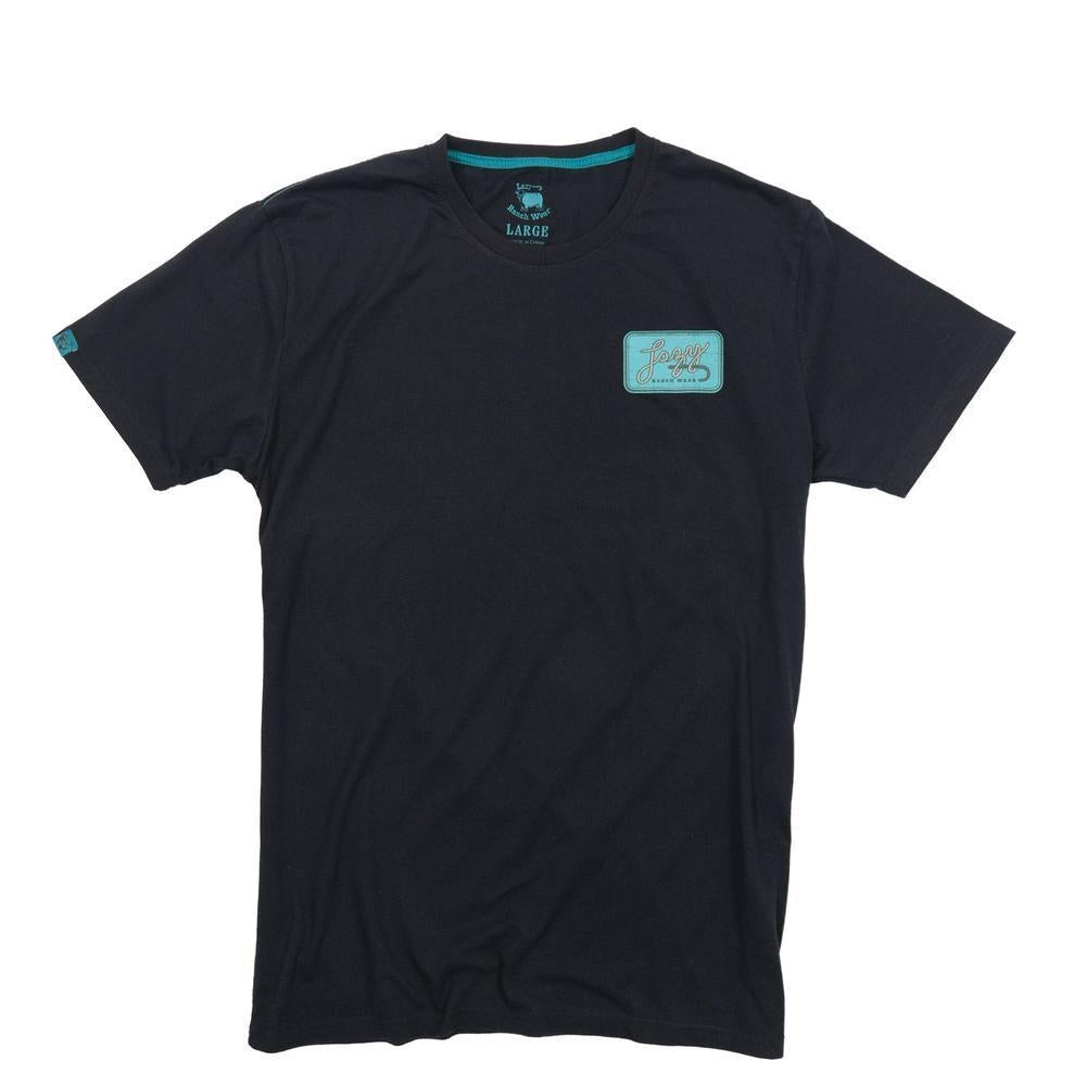 Lazy J Men's Turquoise Breakaway Black Tee LJSS-2504