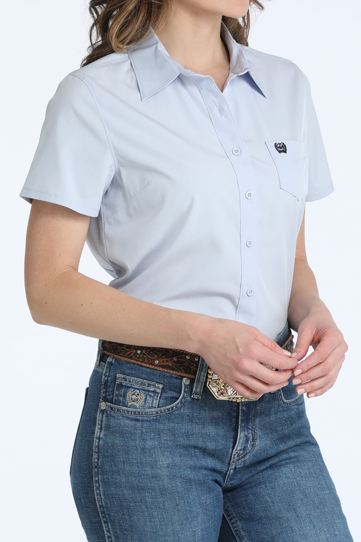 Cinch Women's Light Blue Short Sleeve Shirt MSW9162006